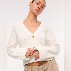 Abercrombie & Fitch Cotton-Blend Seed Stitch Cardigan V-Neck Button Up Size XS